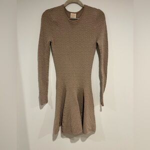 Torn by Ronny Kobo Textured Brown Long Sleeve Dress